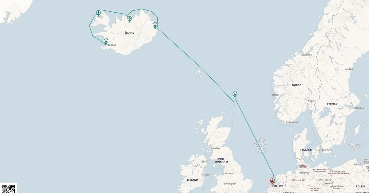 Routenkarte: 7 Tage Shetlandinseln & Isländische Fjorde
