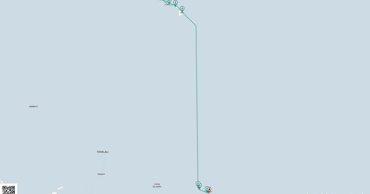 Routenkarte: Traumreise im Pazifik: Von Tahiti nach Hawaii