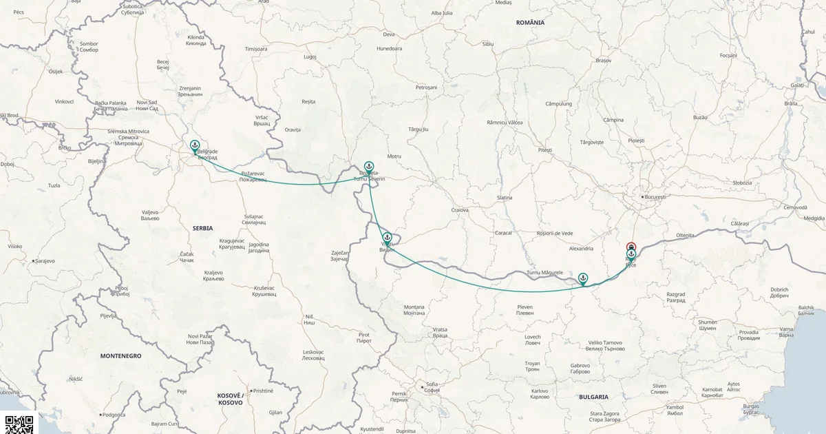Routenkarte: The Danube in the Enigmatic East: Bucharest to Belgrade