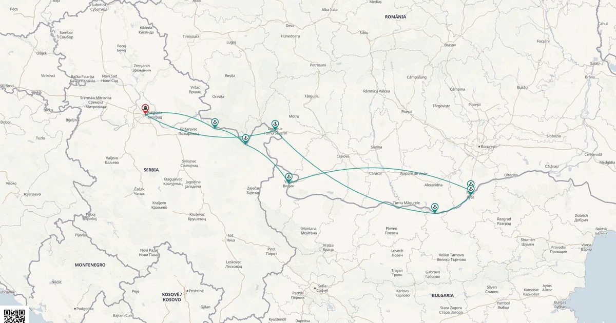 Routenkarte: Belgrade Loop on the Lower Danube with Iron Gates