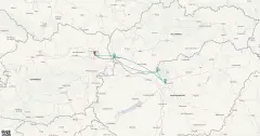 Routenkarte: Donau Hauptstädte ab Wien