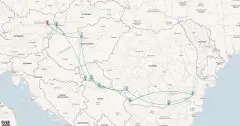 Routenkarte: Donau Königin ab Wien Richtung Delta