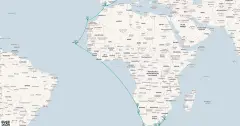 Routenkarte: Von Mallorca über Namibia nach Kapstadt