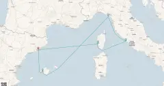 Routenkarte: Mediterrane Schätze mit Korsika ab Barcelona