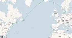 Routenkarte: Von Miami über Island nach Kiel
