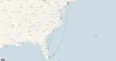 Routenkarte: Florida & Bahamas ab New York