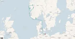 Routenkarte: Norwegens Fjorde ab Warnemünde