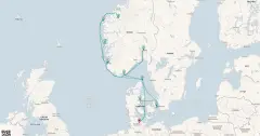 Routenkarte: Große Skandinavien-Reise ab Kiel