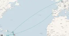 Routenkarte: Karibische Inseln ab Barbados