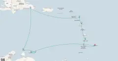 Routenkarte: Karibische Inseln ab Barbados