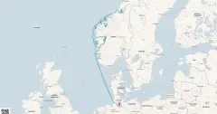 Routenkarte: Norwegens Fjord-Weltnaturerbe ab Hamburg