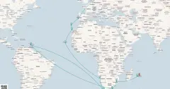 Routenkarte: Von Mauritius nach Hamburg