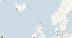 Routenkarte: Island-Rundreise ab Hamburg