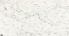 Routenkarte: Deutsche Flusslandschaften von Trier nach Passau