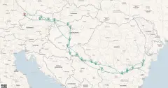 Routenkarte: Die Donau bis ins Donaudelta