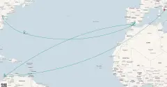 Routenkarte: Karnevalsreisen - Transatlantisch