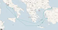 Routenkarte: Kreuzfahrt Griechenland, Türkei & Italien