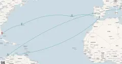Routenkarte: Spanien & Bermuda Transatlantik