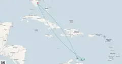 Routenkarte: Aruba, Bonaire & Curacao Kreuzfahrt