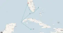 Routenkarte: Key West, Cayman & Bahamas