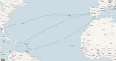 Routenkarte: Bermuda & Spanien Transatlantik