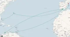 Routenkarte: Spanien & Bermuda Transatlantik