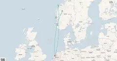 Routenkarte: Kreuzfahrt Durch die Norwegischen Fjorde