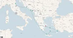 Routenkarte: Kreuzfahrt Griechische Inseln & Kroatien