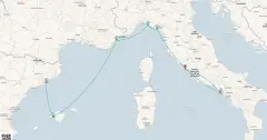 Routenkarte: Italienische Riviera, Frankreich & Spanien