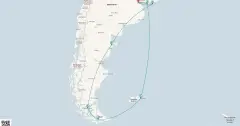 Routenkarte: Patagonien & Argentinien Kreuzfahrt