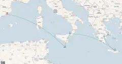 Routenkarte: Italien, Griechenland & Malta Kreuzfahrt