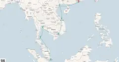 Routenkarte: Nachtfahrt von Hongkong nach Singapur