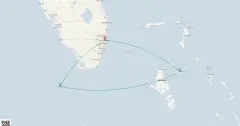 Routenkarte: Key West & Bahamas Flucht