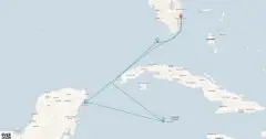 Routenkarte: Key West, Mexiko & Cayman