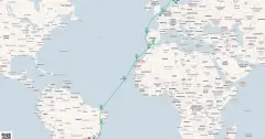 Routenkarte: Atlantische Traumreise von Südamerika nach Nordeuropa