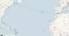 Routenkarte: Atlantik-Entdeckungsreise: Von Europa in die Karibik