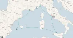 Routenkarte: Mediterranes Küstenabenteuer
