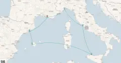 Routenkarte: Mediterranes Mosaik-Abenteuer