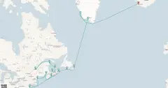 Routenkarte: Von Islands Fjorden zu Kanadas Metropolen