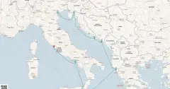 Routenkarte: Mediterrane Entdeckungsreise: Von der Küste Roms bis zur Lagunenstadt Venedig