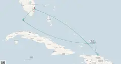 Routenkarte: 7-Tägige Reise in die Östliche Karibik: Amber Cove & Bahamas