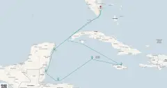 Routenkarte: 10-Tägige Reise in die Westliche Karibik: Grosse Antillen, Belize und Mexiko