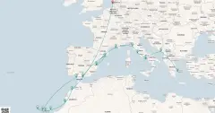 Routenkarte: 24-Tägige Reise „Der Zauber der Kanarischen Inseln“ mit Spanien, Frankreich und Italien