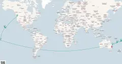 Routenkarte: 29-Tägige Legendäre Überquerung des Südpazifiks: von Sydney nach Seattle