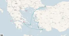 Routenkarte: 10-Tägige Kreuzfahrt Zu den Griechischen Inseln: Übernachtung in Istanbul mit Mykonos und Rhodos
