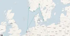 Routenkarte: 7 Tage Norwegische Fjorde & Kopenhagen