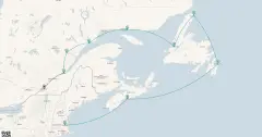 Routenkarte: 11-Tägige Kreisreise Durch Kanada und Neuengland: die Maritimes und Neufrankreich