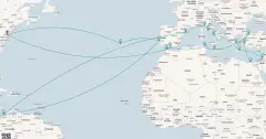 Routenkarte: 44-Tägige Legendäre Ultimative Mittelmeer- und Atlantikreise