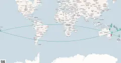 Routenkarte: 26-Tägige Legendäre Reise nach Australien, in die Korallensee und nach Fiji