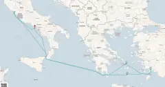 Routenkarte: Mediterrane Traumreise: Von Italiens Kunst bis zu Griechenlands Inselzauber